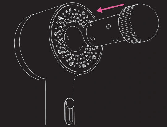 Original product-guide illustration showing a full module being inserted into the centre of the handshower